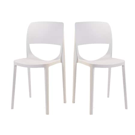 Bella Set Of 2 Stackable Side Chair-White